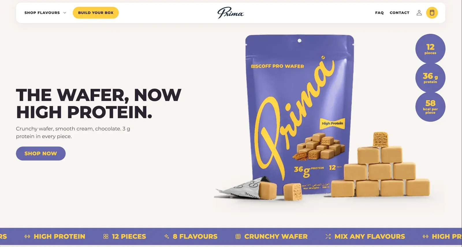 Screenshot of Prima's store after the redesign